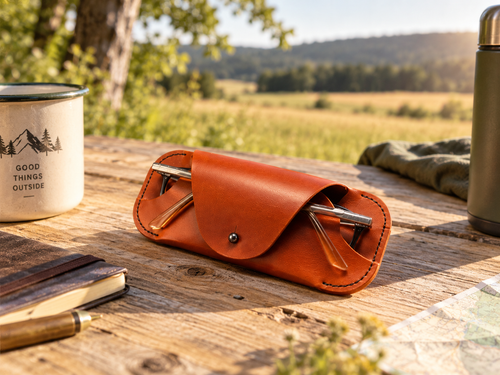 Brillenetui aus echtem Leder - Handgefertigtes Etui für Brille & Sonnenbrille