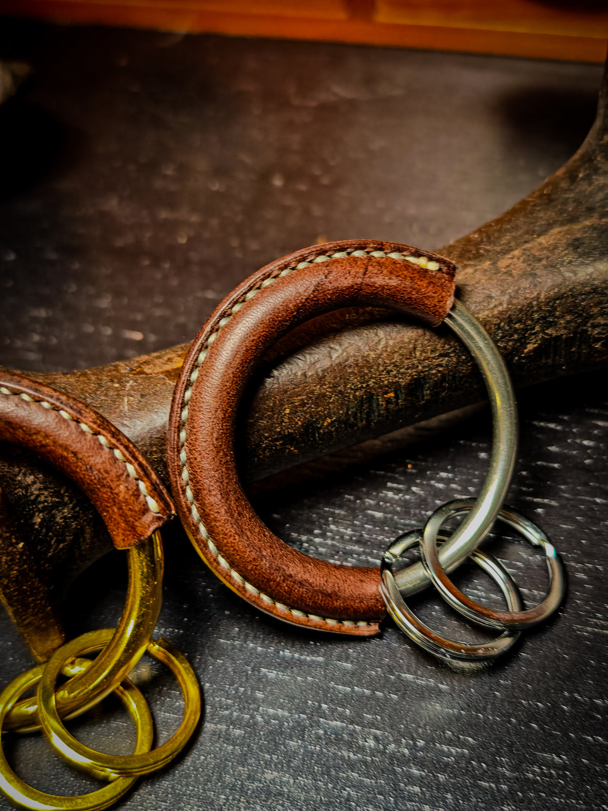 Schlüsselring aus Leder – handgefertigt, Messing/Edelstahl