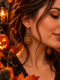 Halloween-Ohrringe aus Leder – Fledermaus, Hexe & Schädel